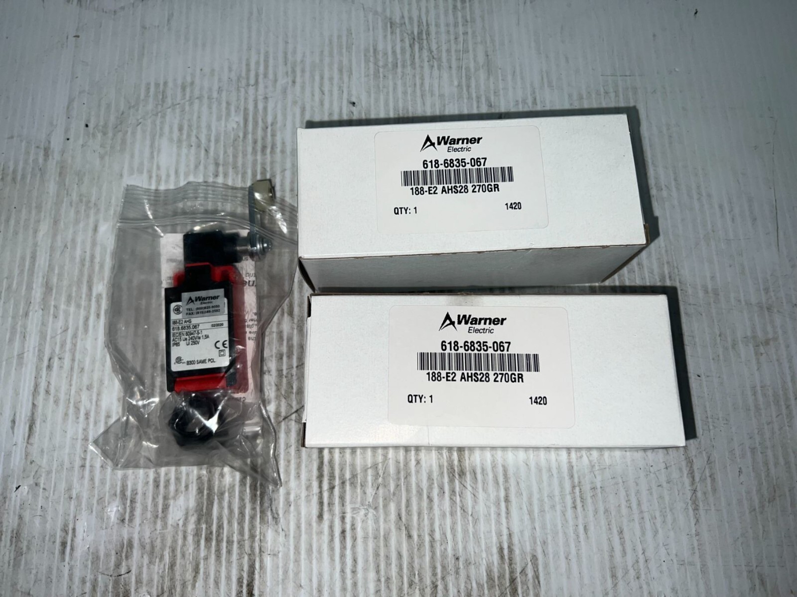 Lot of (3) Warner Electric #I88-E2-AHS Limit Switches