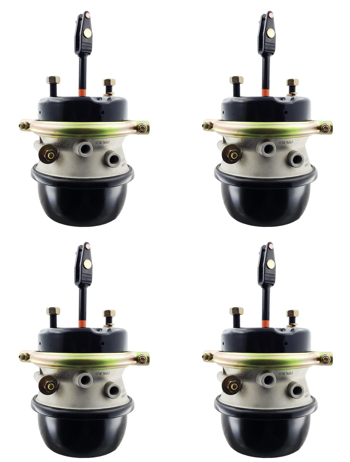 4x Air Brake Chamber Sealed 2.5" 64mm Type 3030 Stroke 30x30 30/30 Welded Clevis