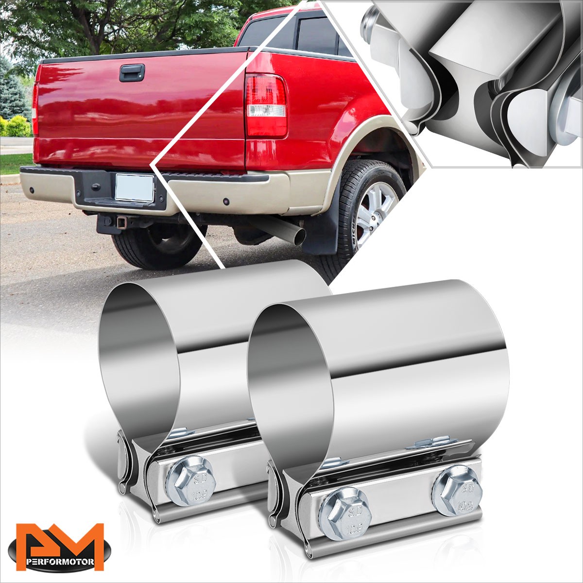 2 X 2.75" Stainless Steel Catback Exhaust Butt Joint Band Clamps Sleeve Coupler