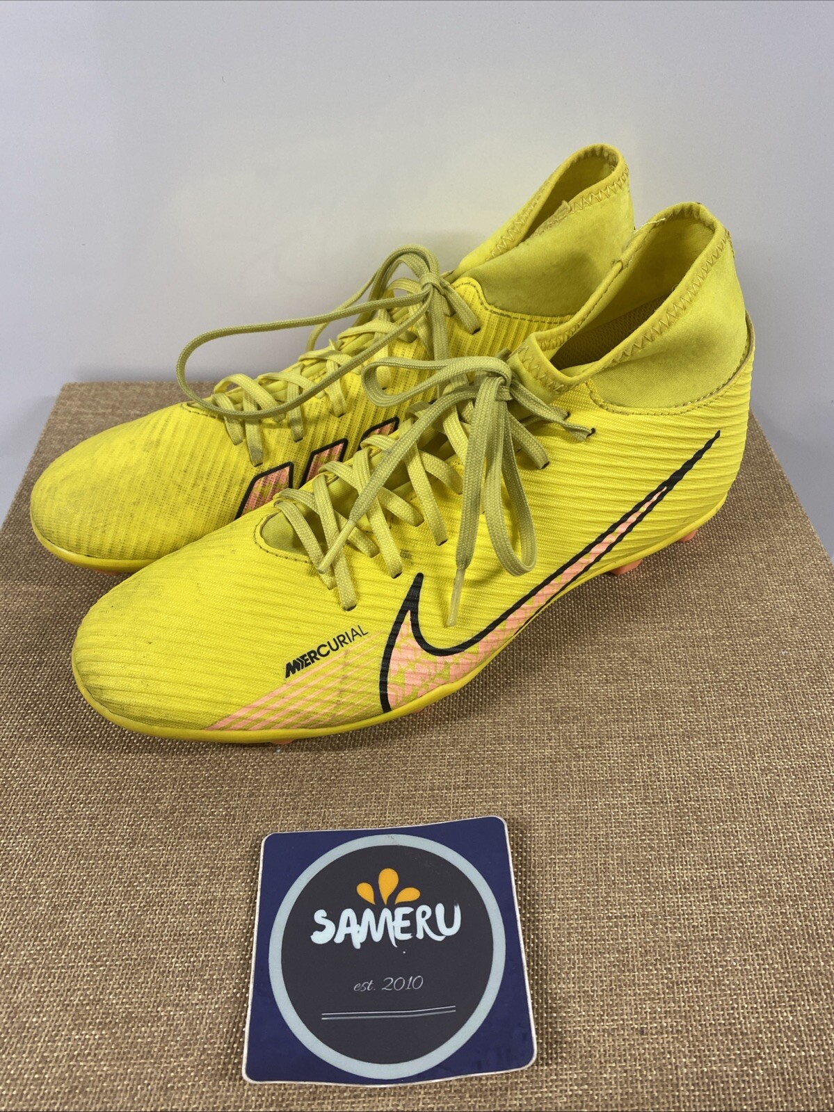 Nike x Superfly 9 Club FG Yellow Strike Soccer Cleats DJ5961-780 Men's size 8