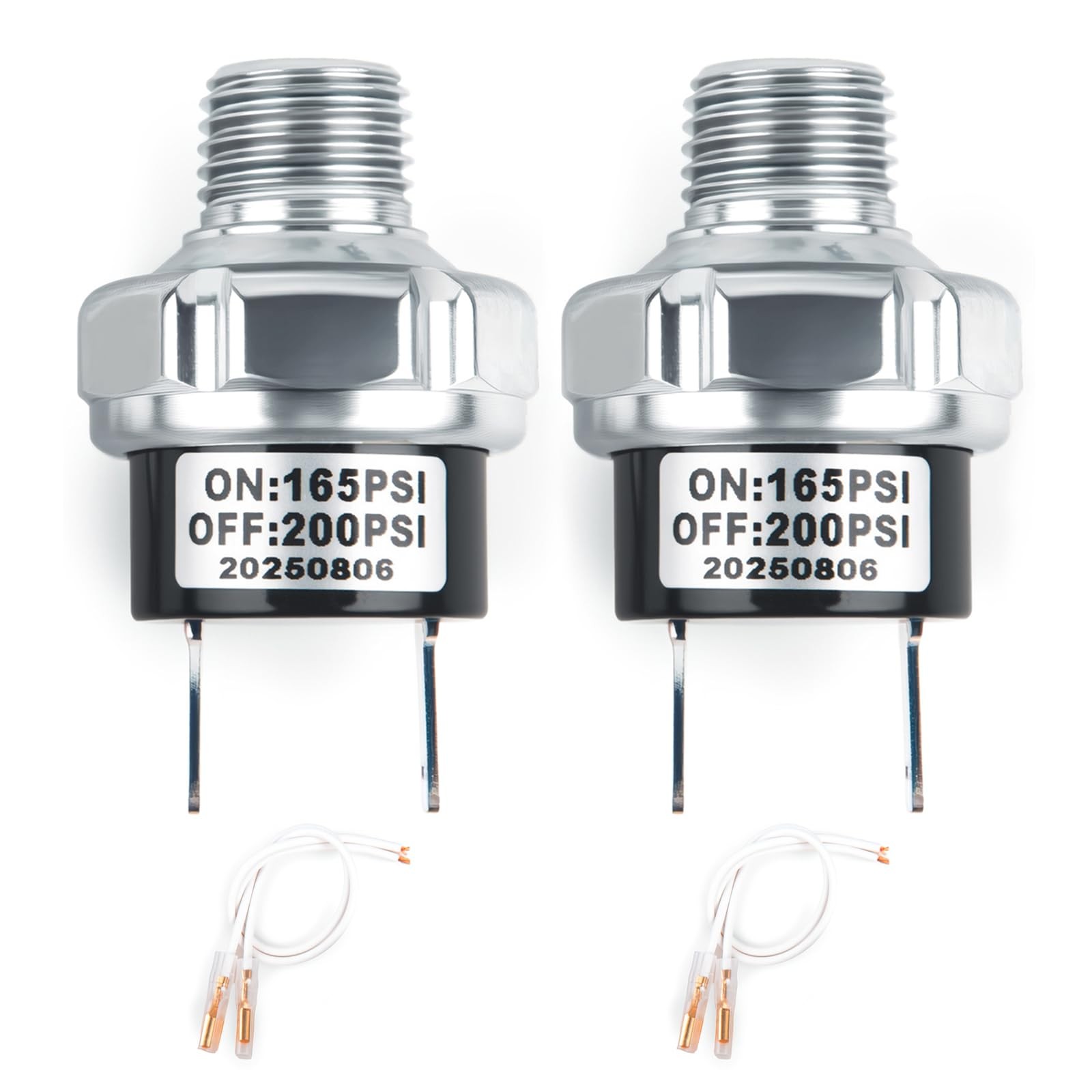 165-200PSI Air Pressure Switch 1/4"-18 NPT Air Compressor Pressure Switch 24V...