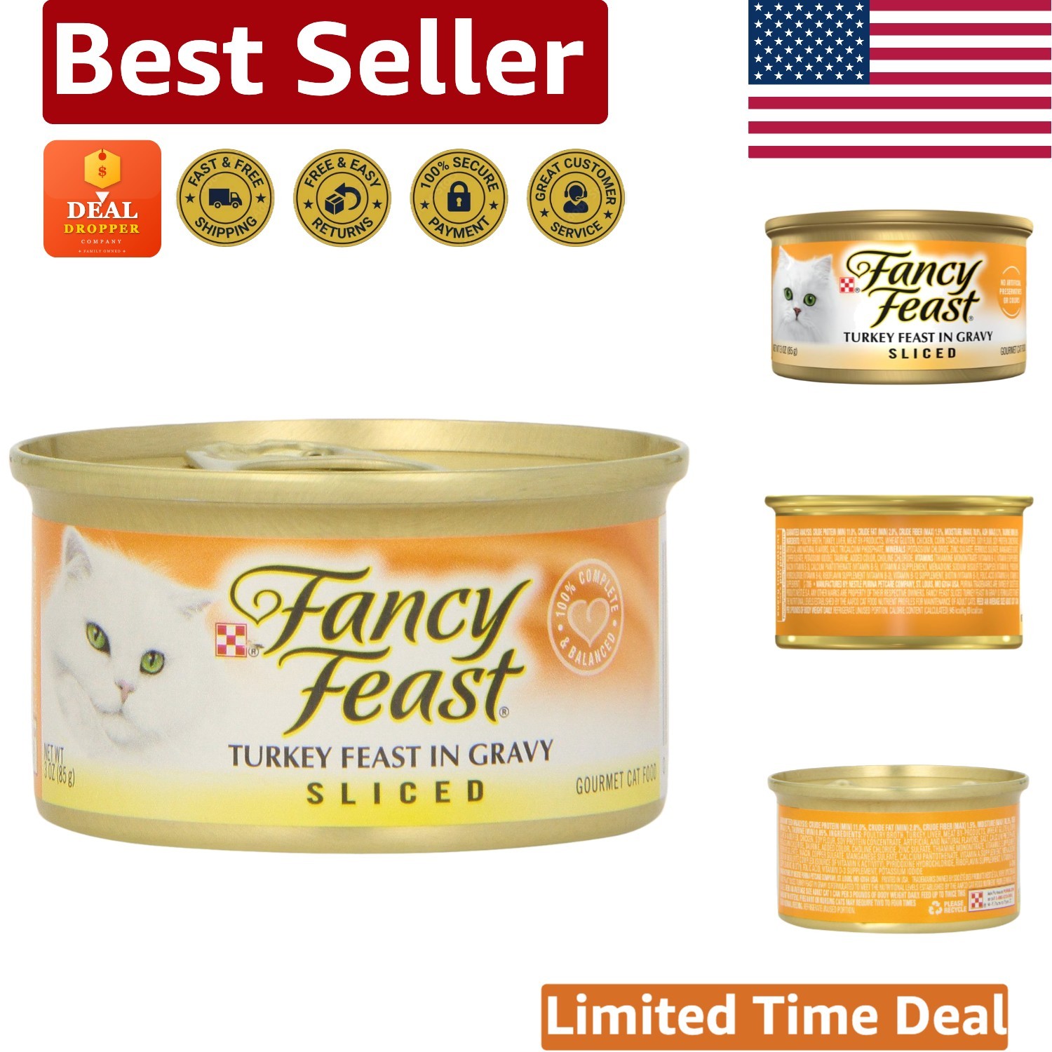 Delicious Turkey Feast Canned Cat Food - Grain-Free, 3 oz, Perfect Birthday Gift