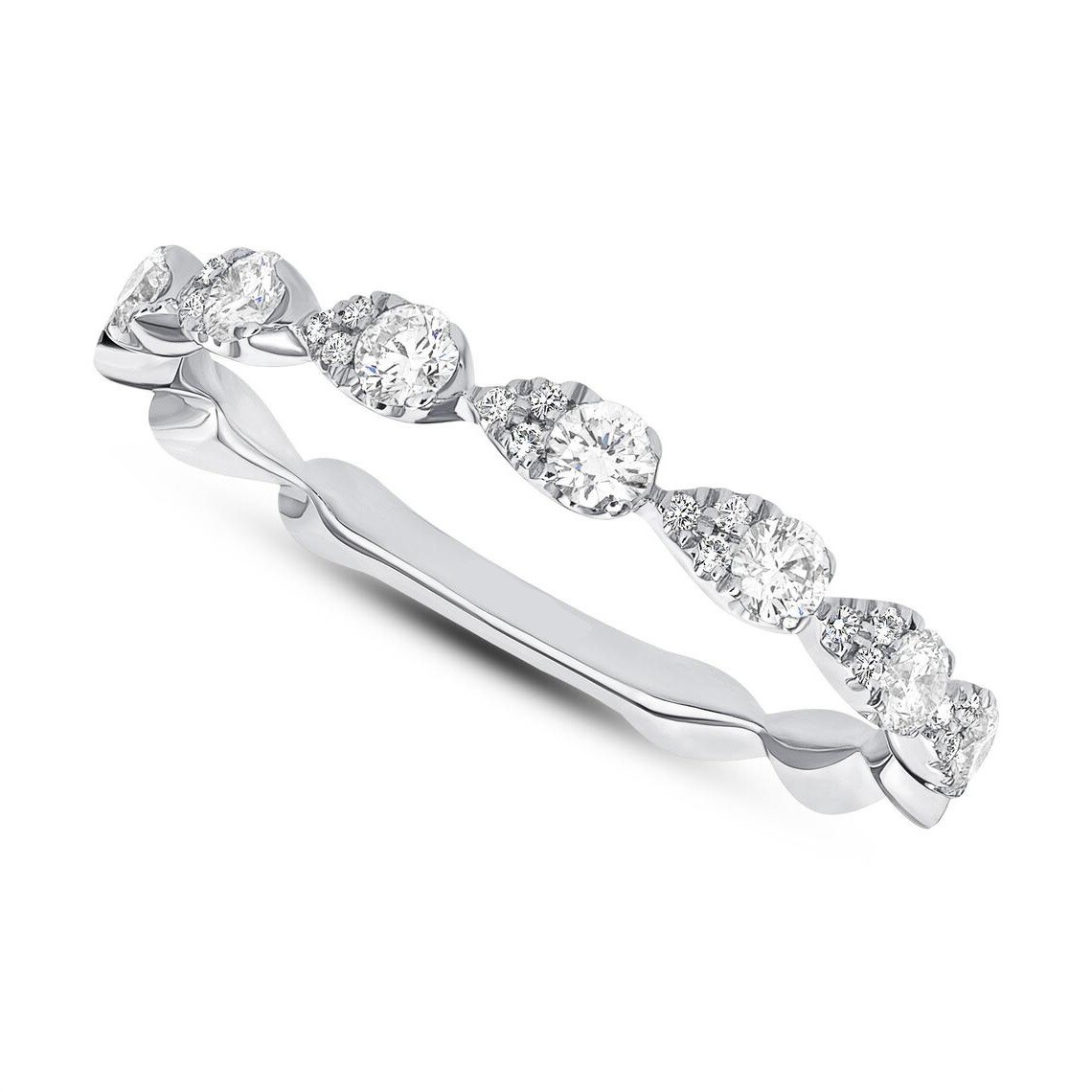 0.42Ct White Round Stone Matching Engagement Wedding Stackable Ring 925 Silver