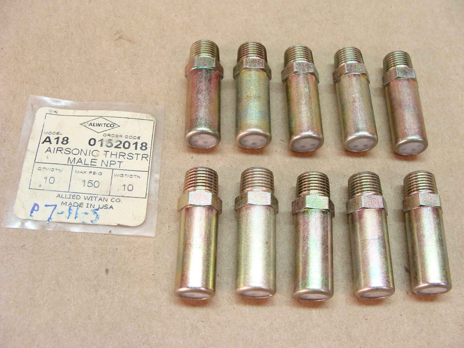 NEW lot of 10 ALWITCO Allied Witan A18 1/8 NPT airsonic air ejector muffler