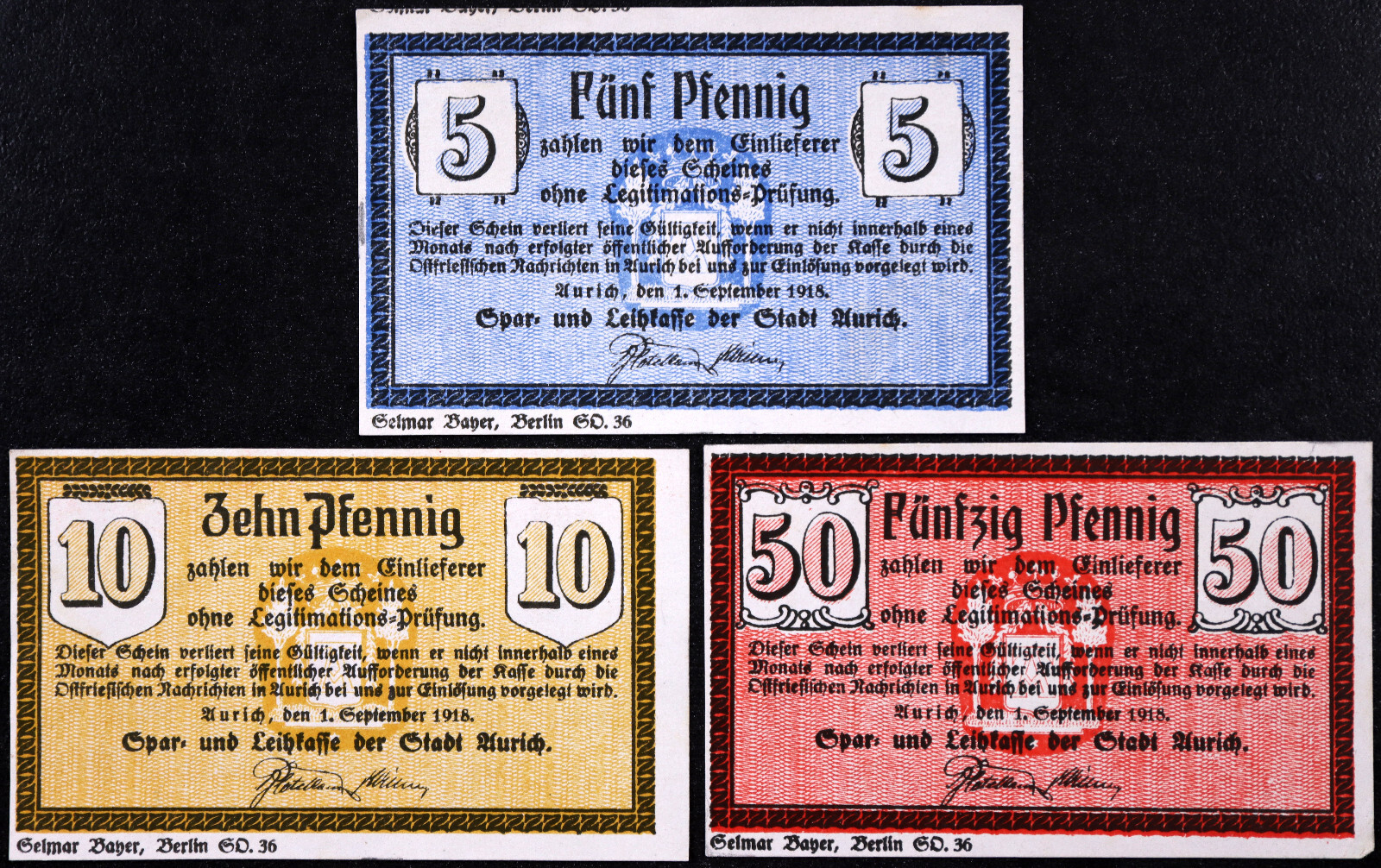 AURICH 1918 Complete Set w/o serials German Notgeld