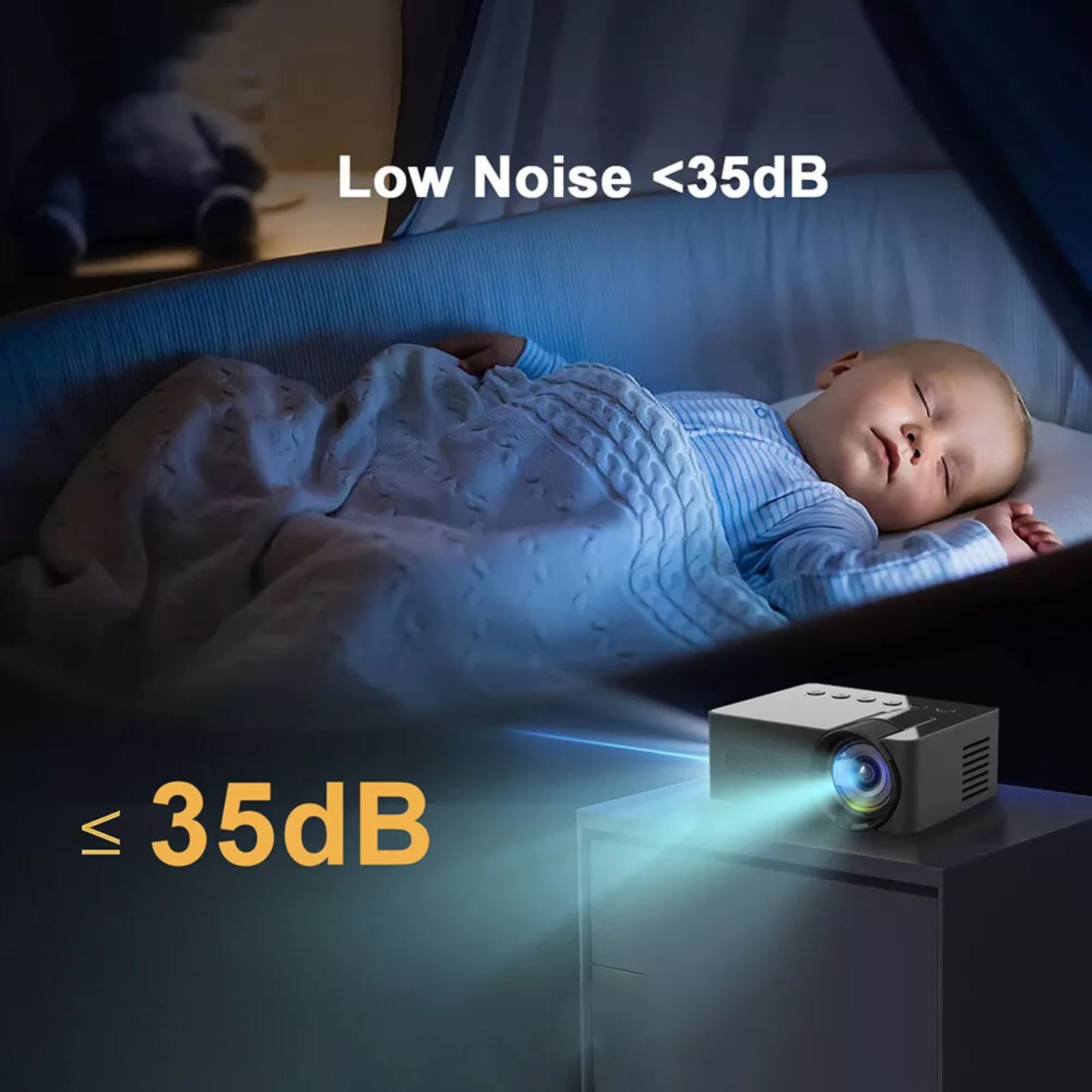 1set Portable Projector 1080P HD 16:9 Projection Multi-functional Connectivity