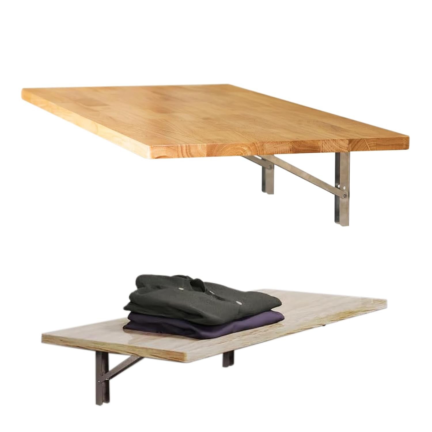StoreYourBoard Wall Mounted Folding Workbench, Natural Wood Fold Down Work Table