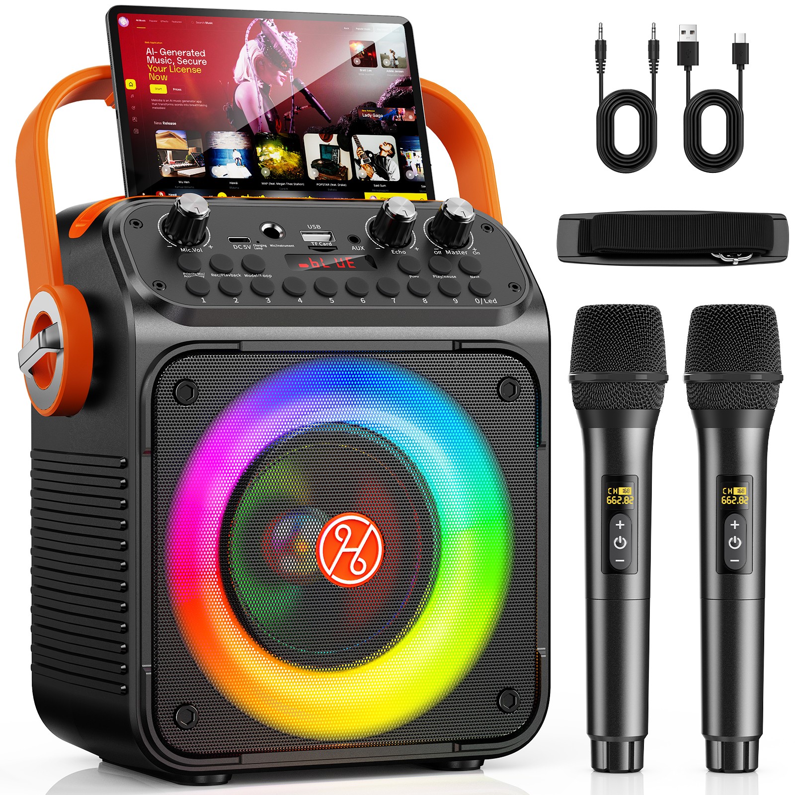 Ultimate Karaoke Machine For Party with 2 Wireless Microphones Sing Lound Sound