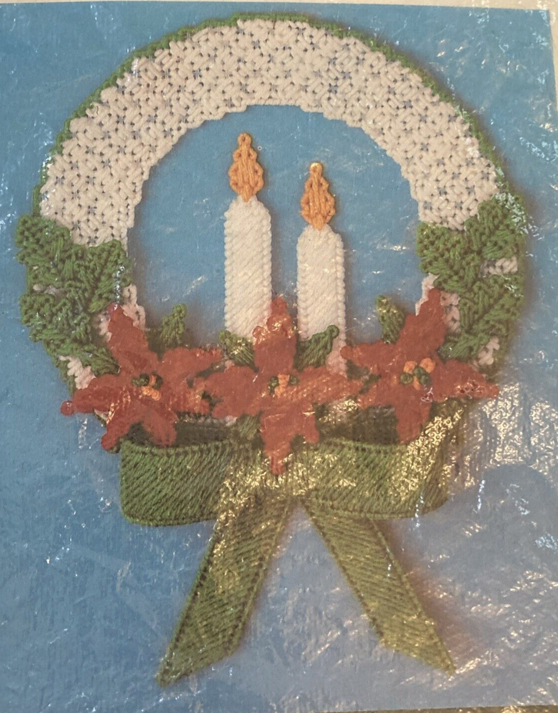Vtg Rare BELCO Poinsettia Wreath Needlepoint Plastic Canvas 1989 pattern only