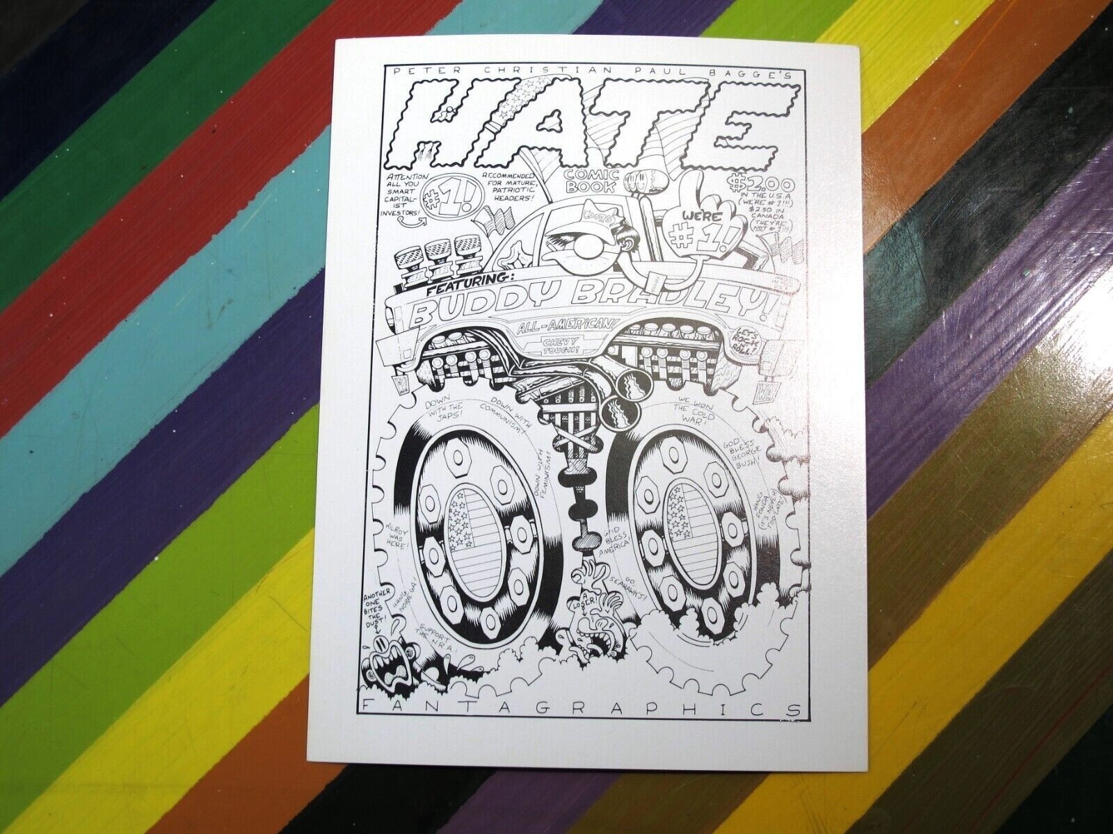vtg underground comic 1990 Fantagraphics Hate Cards #7 Peter Bagge card print