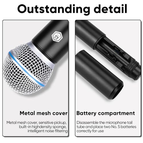 UW140 Wireless Microphone System, 4-Channel UHF Cordless Mic Set with Four