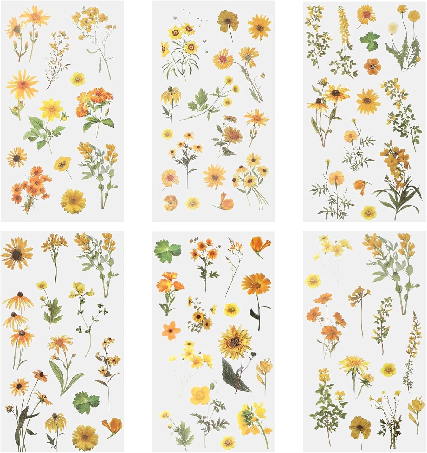 6 Pcs Transparent Floral Decals for Crafts Waterproof Flower Stickers Vinyl Flow
