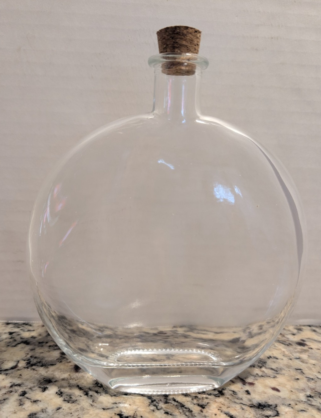 LARGE CRAFTERS CLEAR GLASS CORK STOPPER BOTTLE  DIY 15.9 OZ