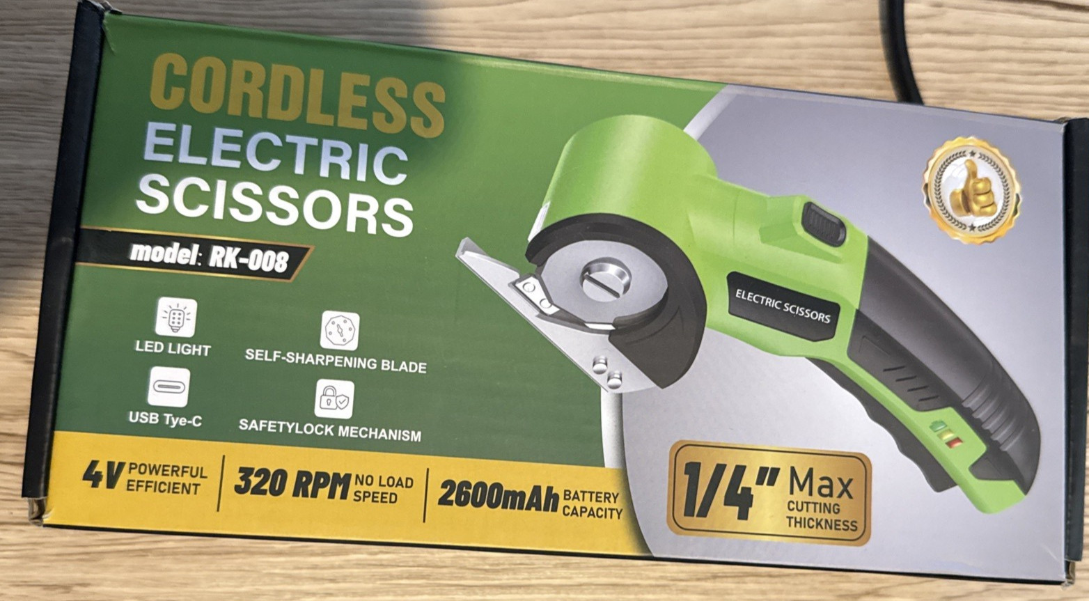 Cordless Electric Scissors 4V Rechargeable Cardboard Box Cutter w 2 Blades NEW