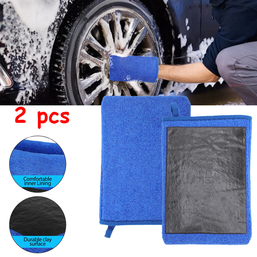 2X Car Wash Gloves Microfiber Clay Bar Towel Detailing Cleaning Cloth Rag Mitt