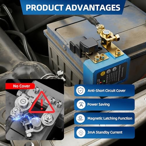 Remote Battery Disconnect Switch 12V 240A Kill Switch Side Installation