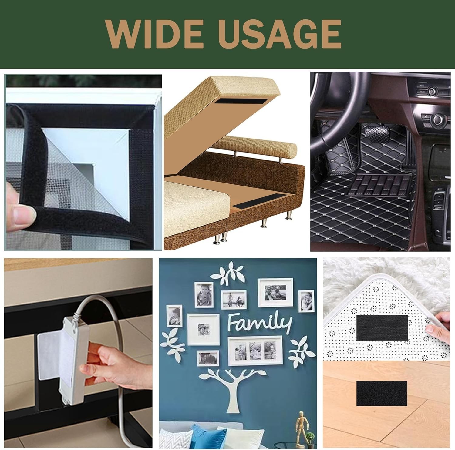 4 Inch Wide Hook and Loop Tape with Adhesive, Nylon Self Adhesive Heavy Duty ...