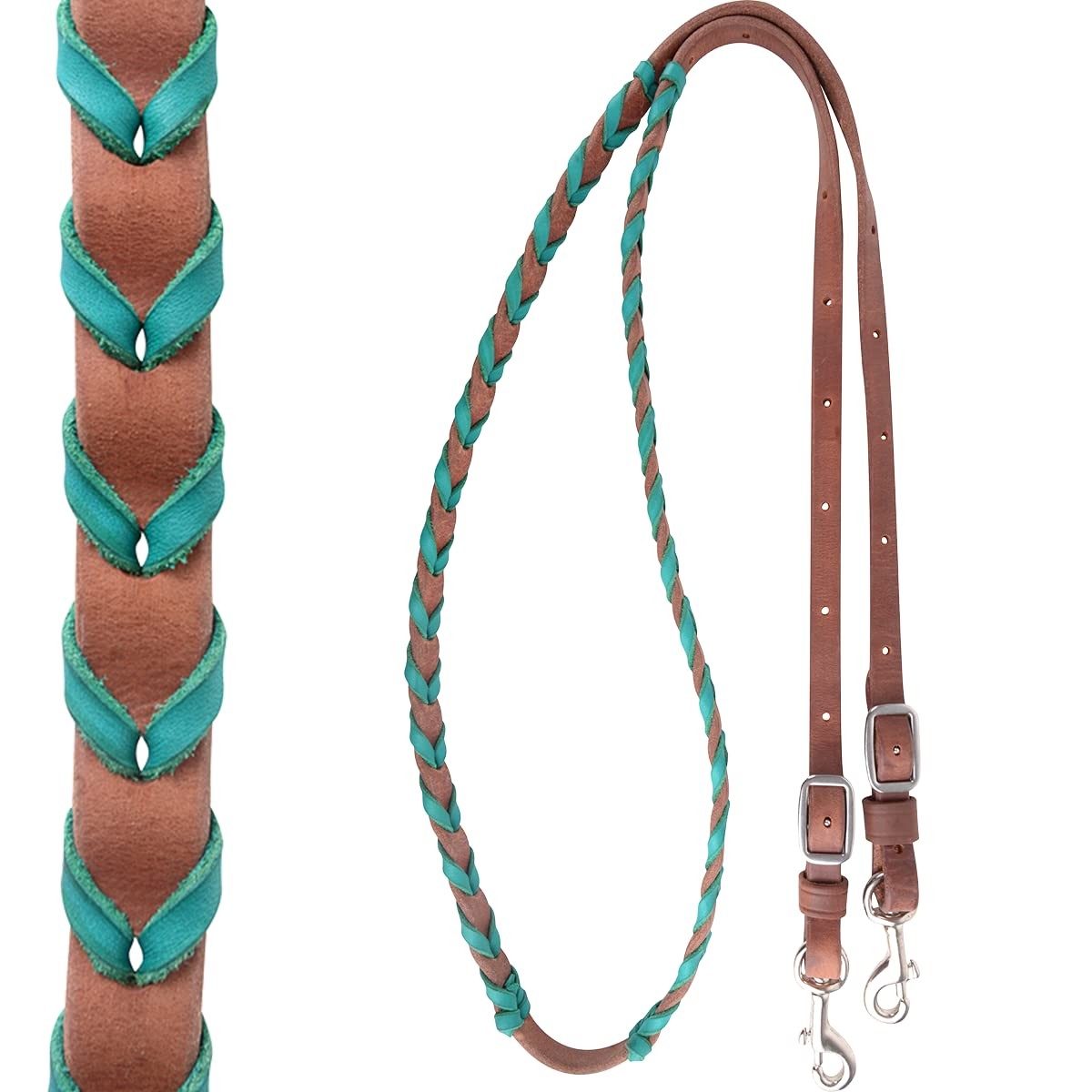 Martin Saddlery Latigo Laced Barrel Rein 5/8-inch Thick Buckle and Keeper Snap E