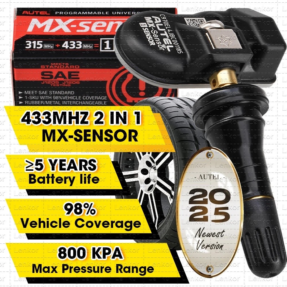 Autel TPMS MX-Sensor 315MHz & 433MHz Programmable Universal Tire Pressure Rubber