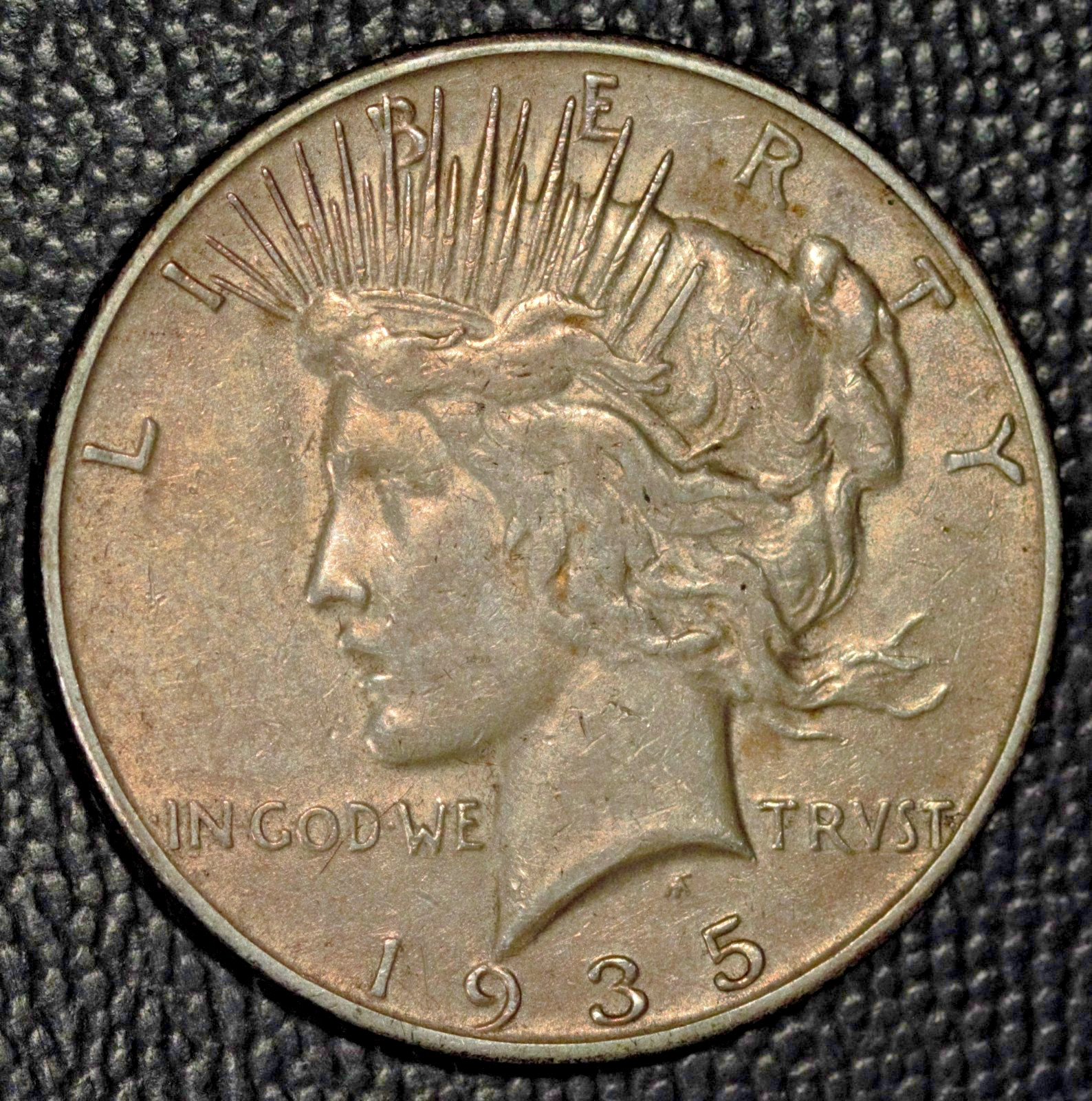 1935-S Peace Silver Dollar, XF+, Toned