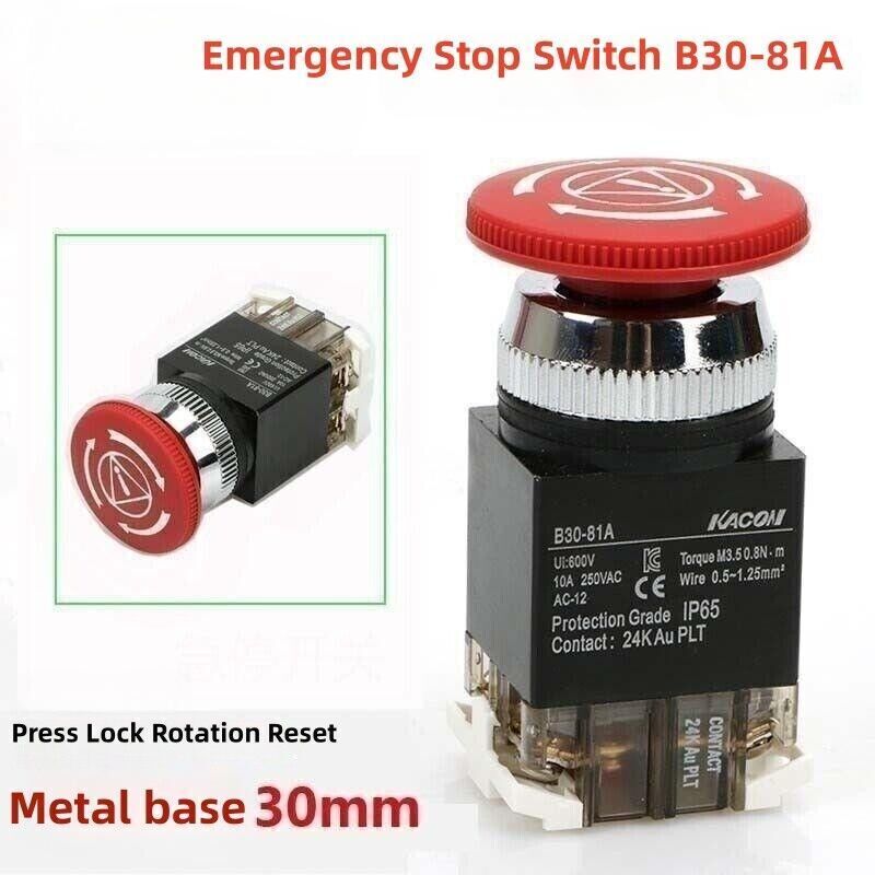 1PCS NEW KACON Emergency Stop Switch B30-81A FIT FOR Doosan CNC Machine Tool-
