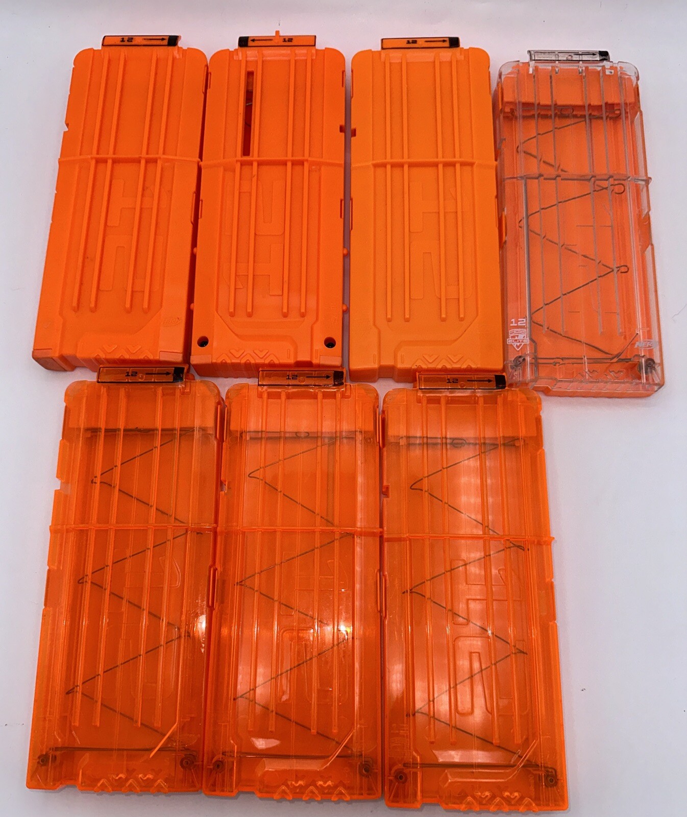 Nerf Magazine 12 Round Dart Clip Bullets Ammo Holder Clear Solid Tested Lot Of 7