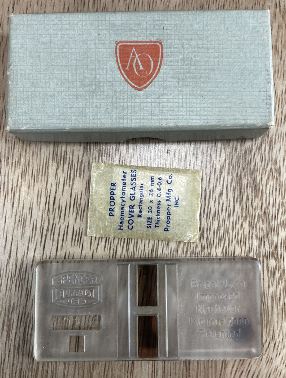 Vintage American Optical Co. Bright Line 1492 counting chamber Original Box