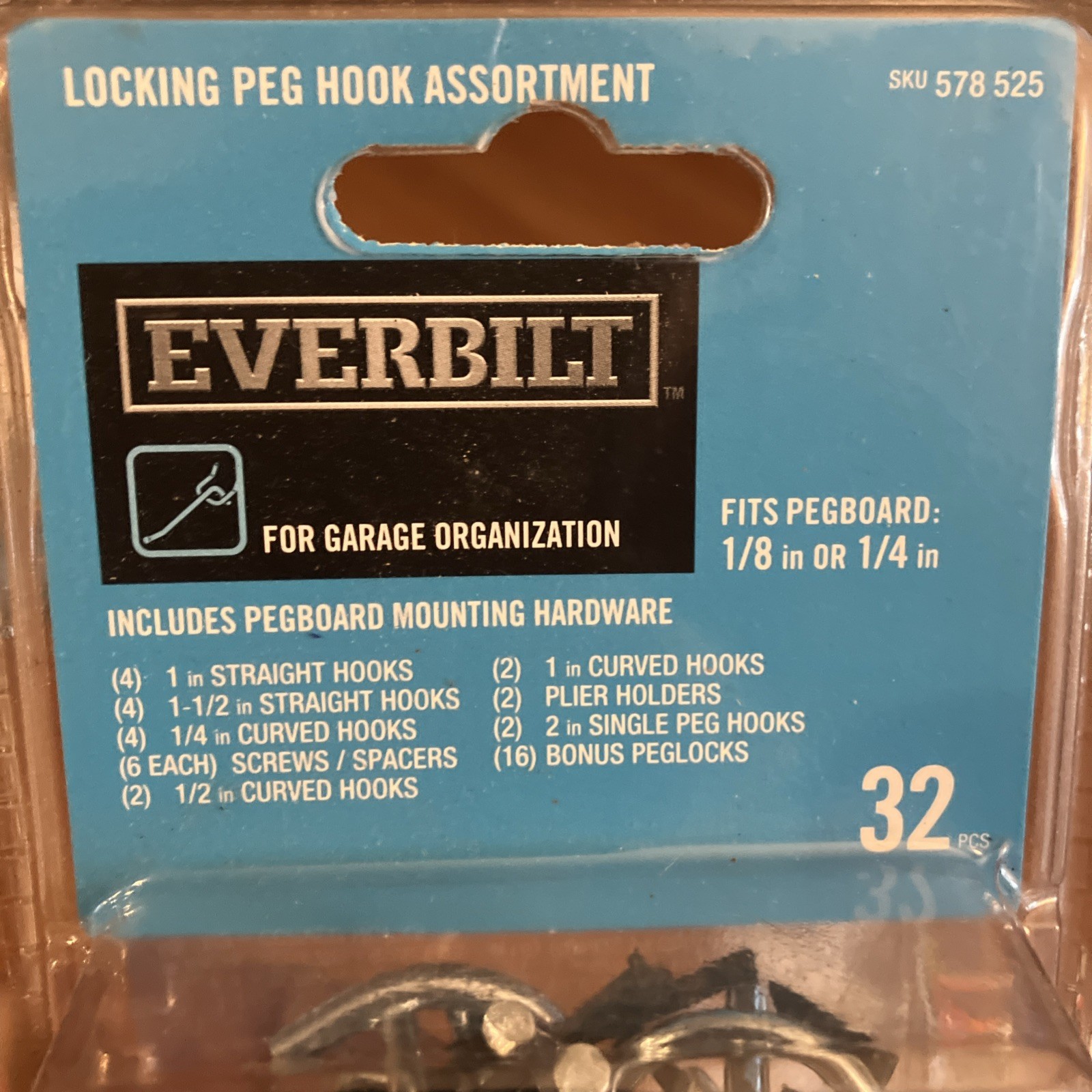 Everbilt Locking Peg Hook Assortment 32Pcs