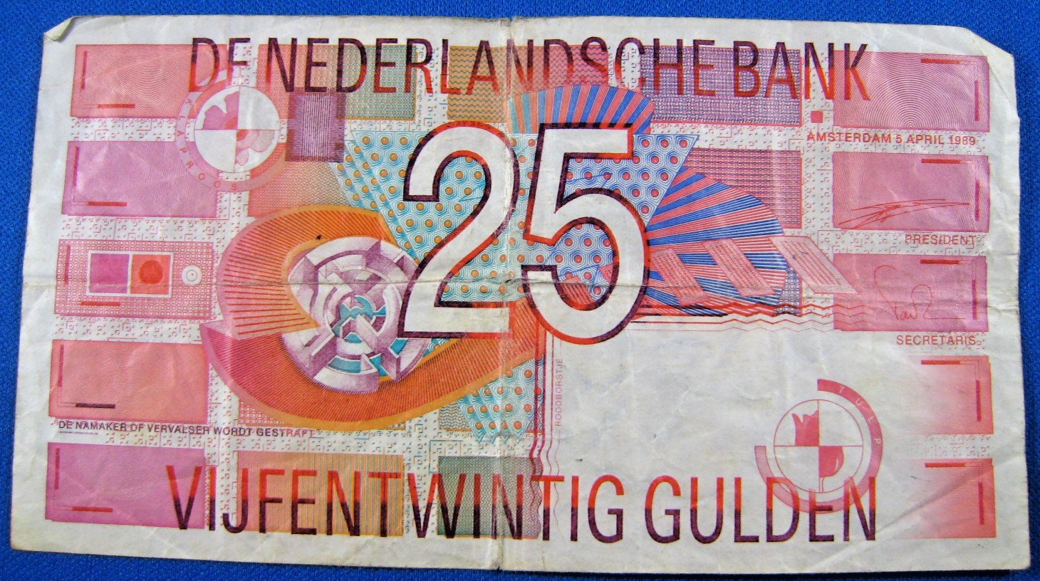 NETHERLANDS  1989  -   25G  BANKNOTE