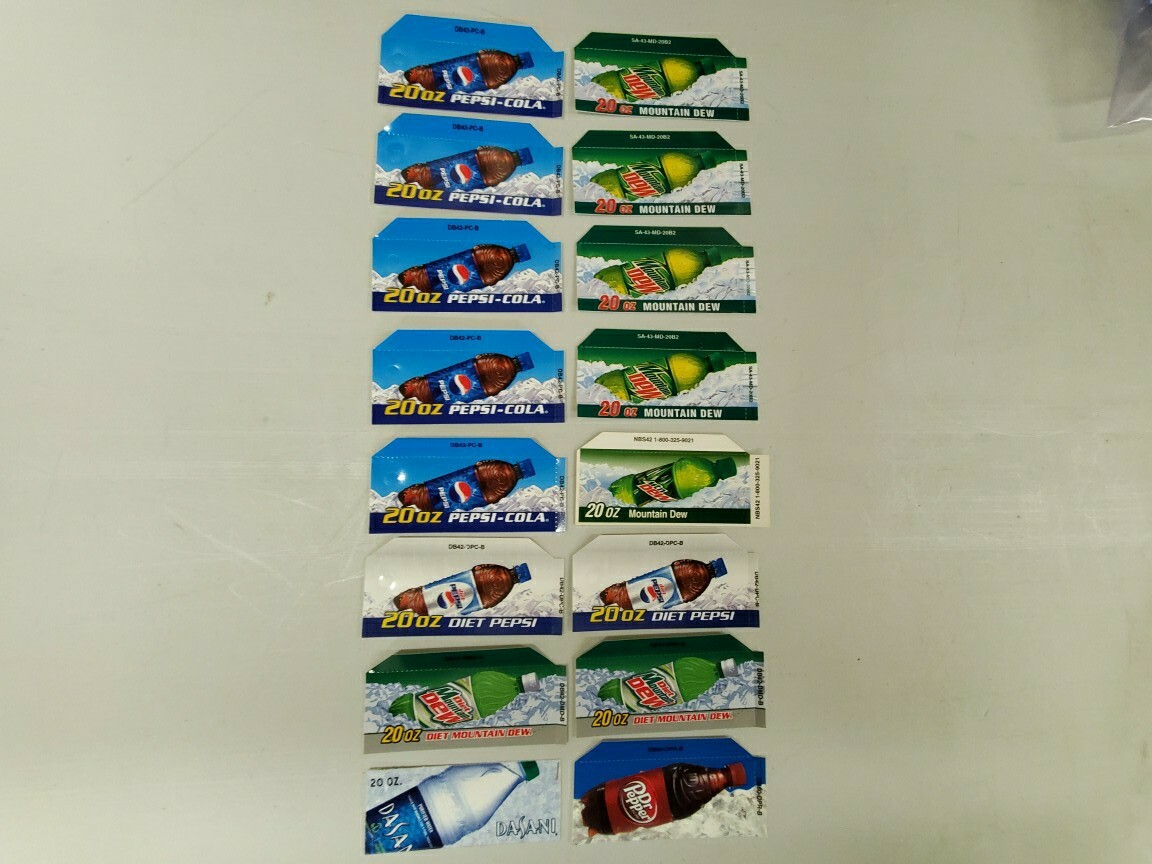 Lot Of 16 Assorted Bottle Vending Machine Labels Vend Strips