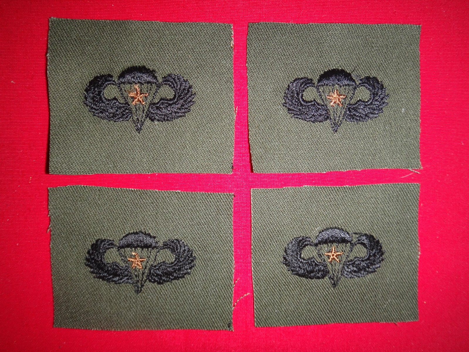 4 US Army Subdued Patches: PARACHUTIST with One Combat Jump Star