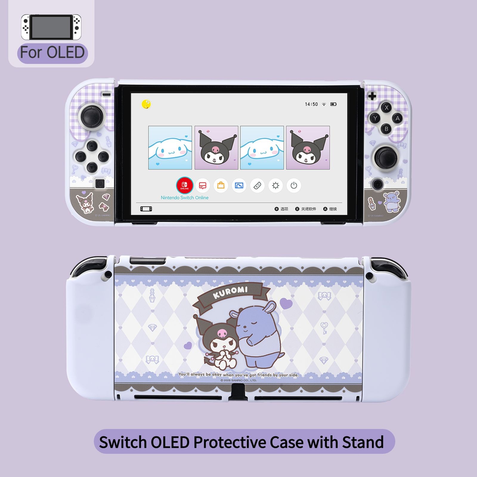 GeekShare Protective Case for Nintendo Switch OLED Joy Con Caps Happy Playmate