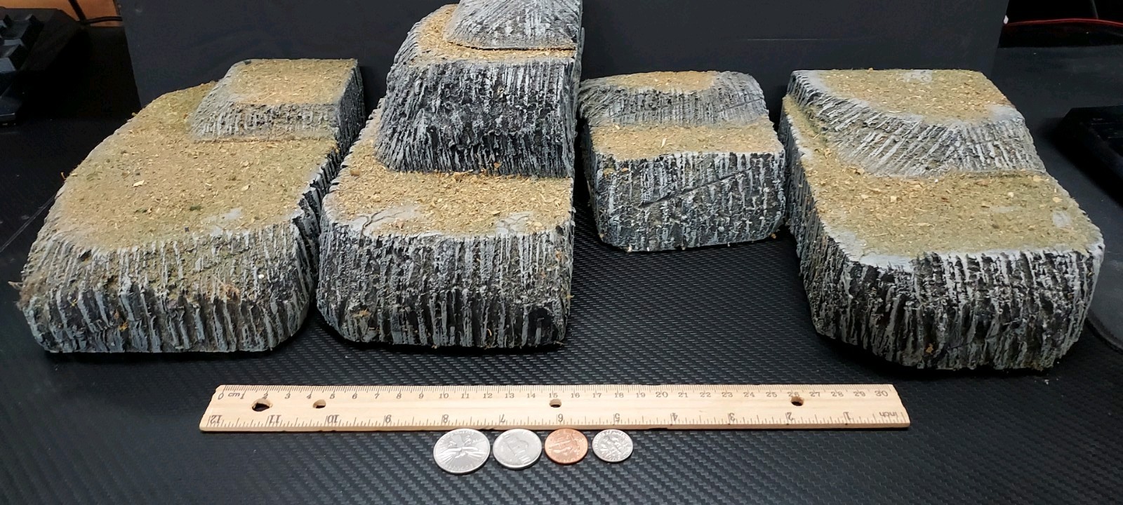 Cliffside Plateau Scatter Terrain 4pc Set War Games Terrain Scenery Handmade