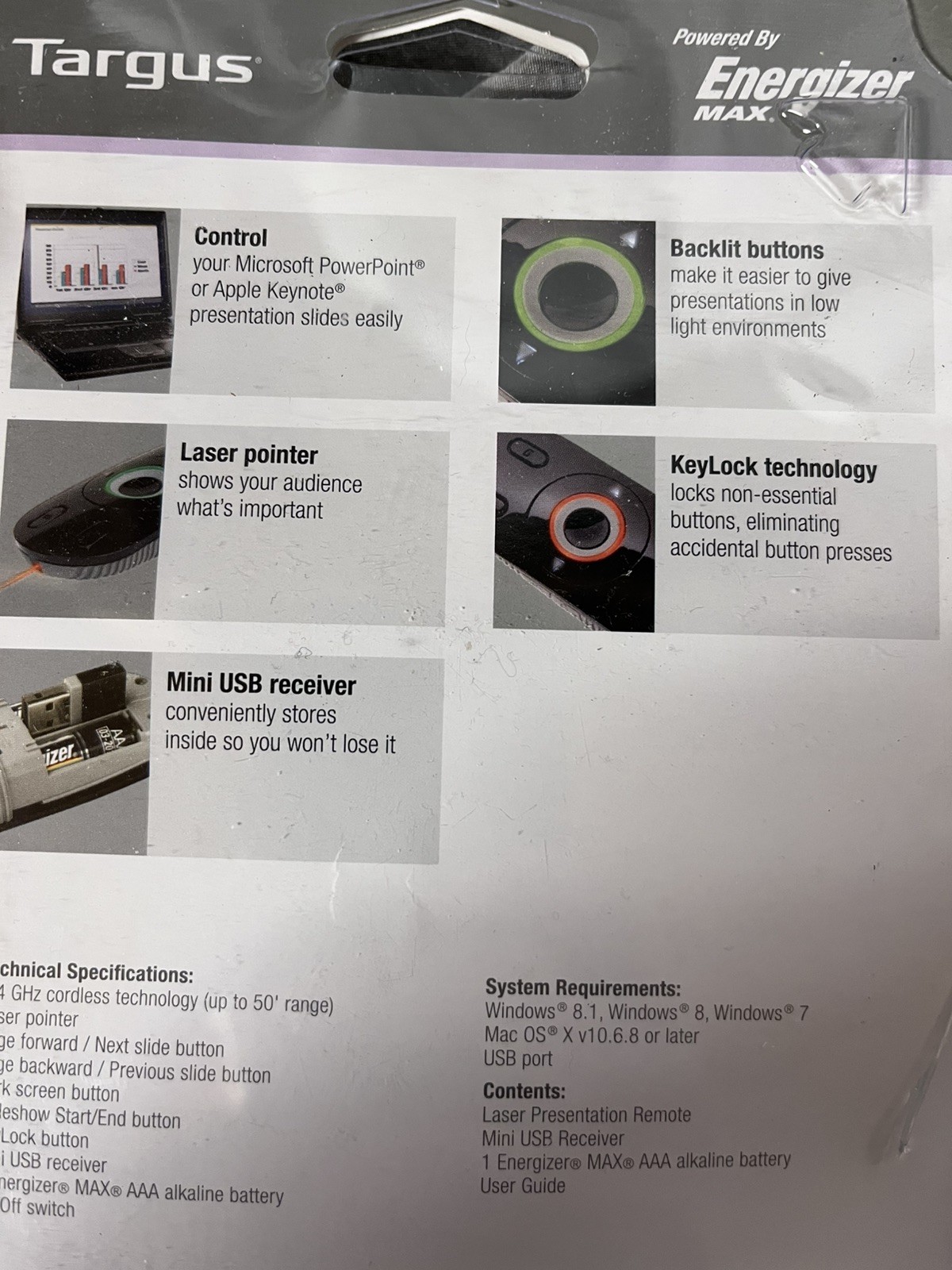 Targus Laser Presentation Remote with Key Lock Technology to Lock Non-Essential