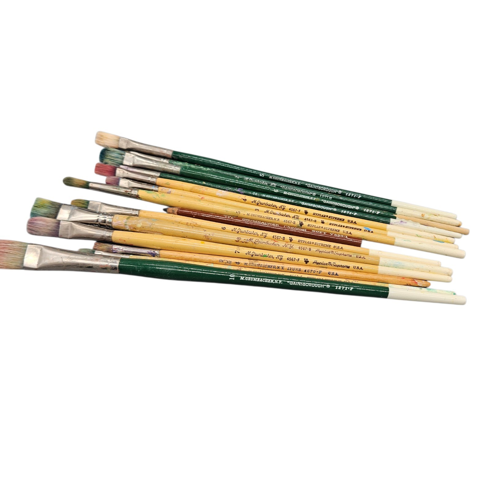 Grumbacher Gainsborough 1271-F, Hyplar Supreme & Lyons Paintbrush Lot Of 13 Vtg
