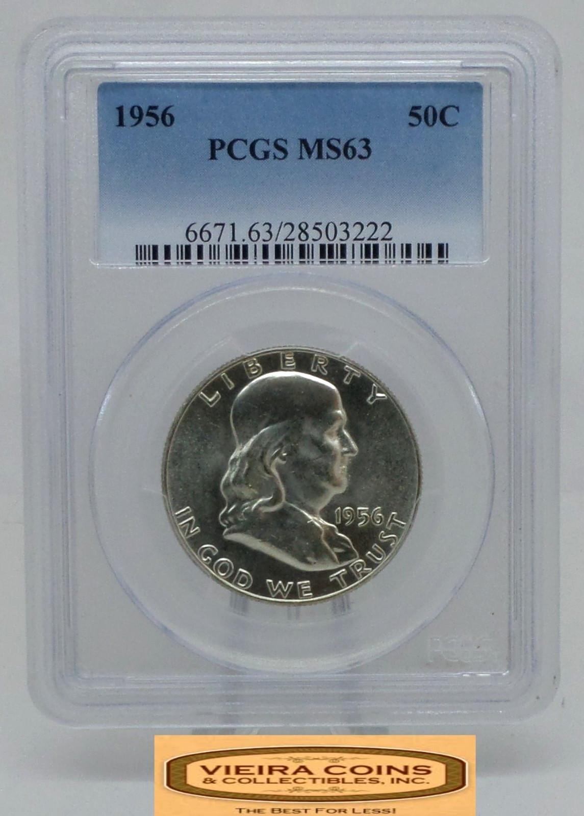 1956 Franklin Silver Half Dollar 50C, PCGS MS63 - #B61813