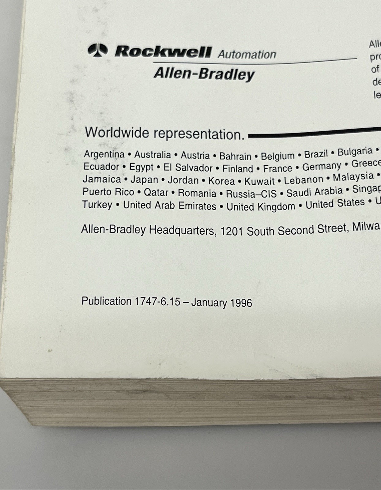 1996 Allen-Bradley Reference Manual SLC 500 and MicroLogix 1000 Instruction Set