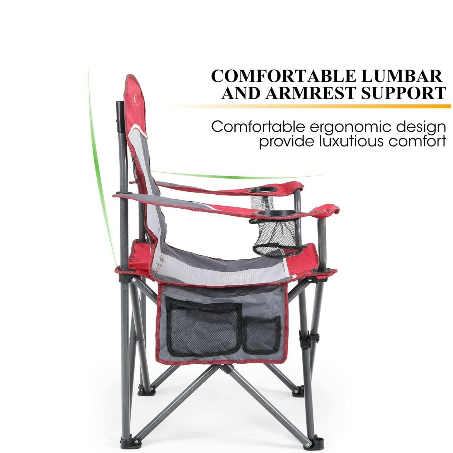 ALPHA CAMP Camping Chair Folding Chairs with Cup Holder Lightweight Heavy Duty