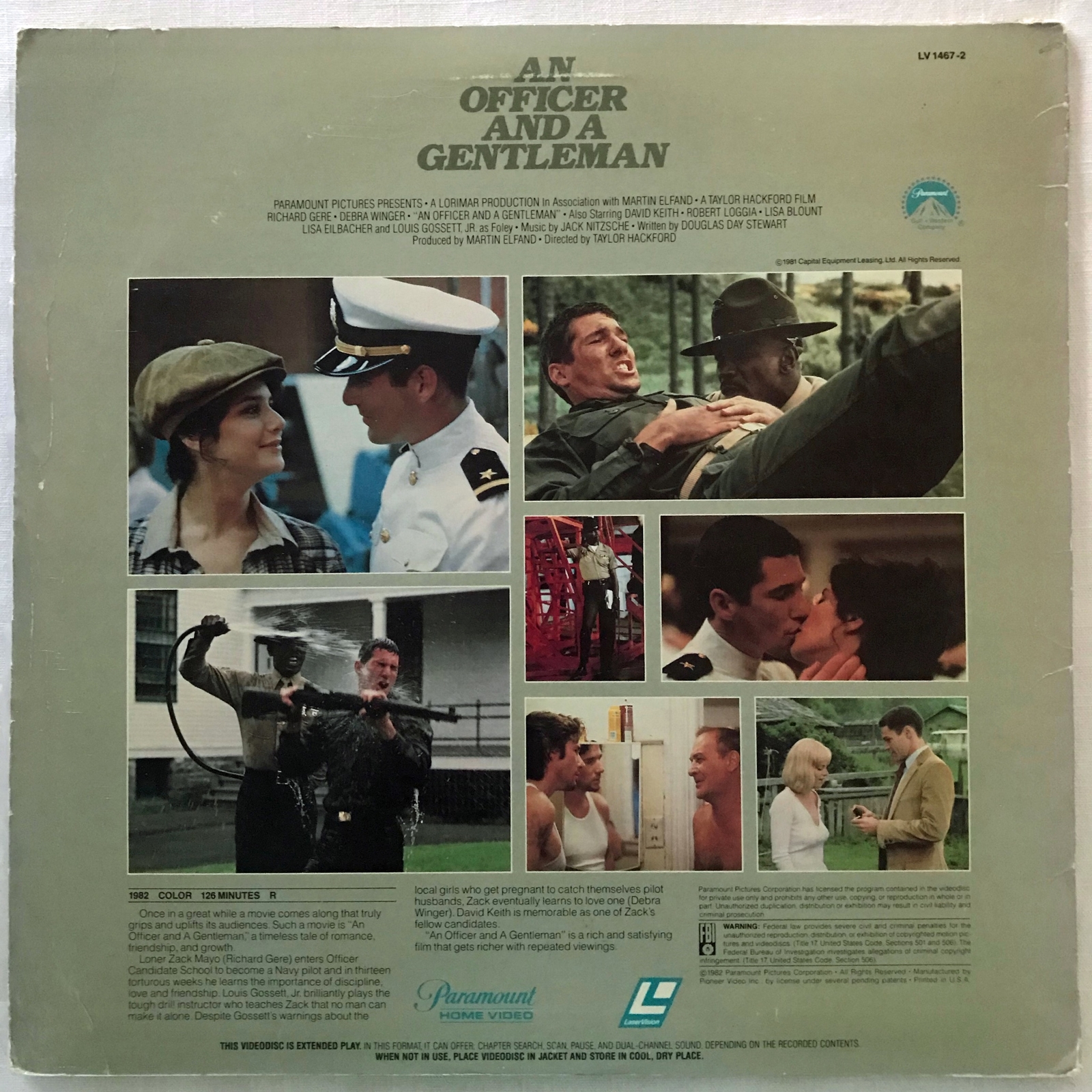 AN OFFICER AND A GENTLEMEN Richard Gere LASERDISC Debra Winger Louis Gosset Jr.