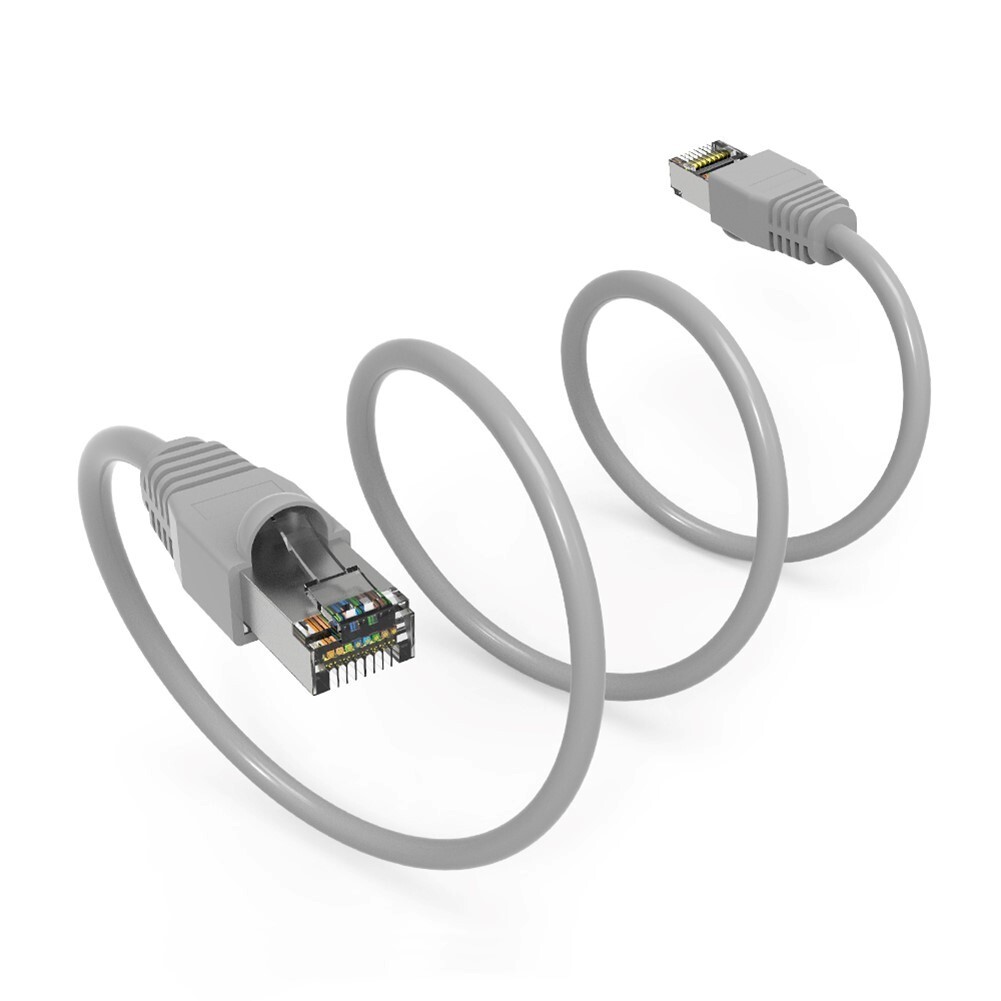 1FT Cat6A RJ45 Network LAN Ethernet SSTP Shielded Patch Cable Copper Wire Gray