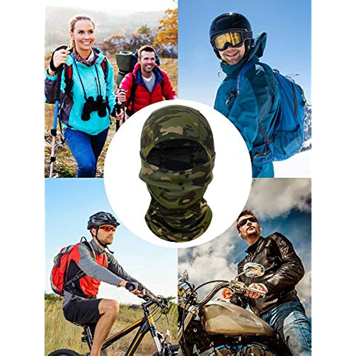 Camo Balaclava Face Mask UV Protection Ski Sun Hood Tactical Cover for Men Women