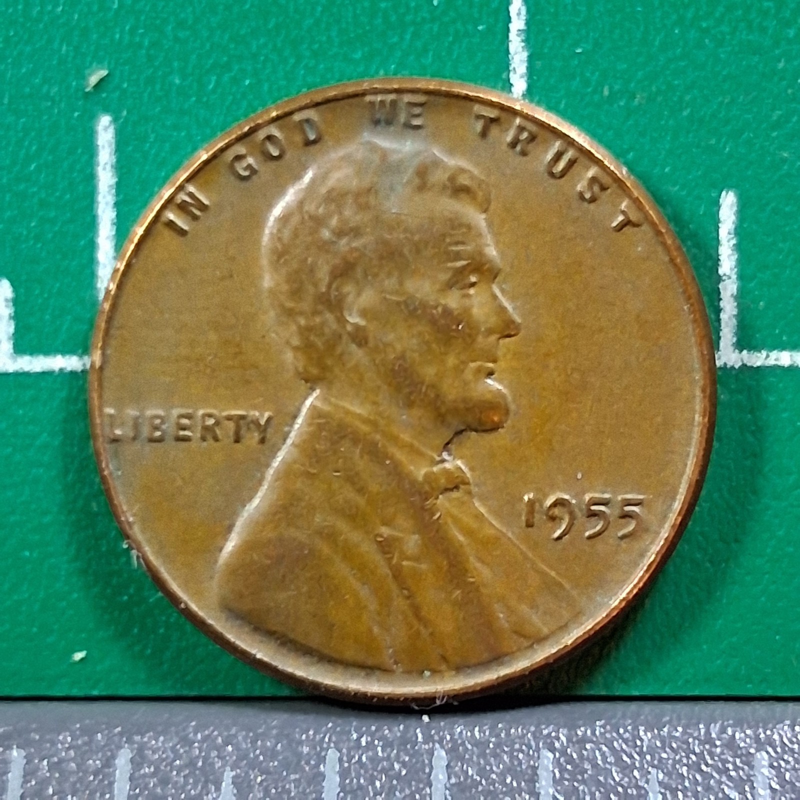 1955 United States USA Abraham Lincoln Wheat Penny 1 Cent Copper Coin