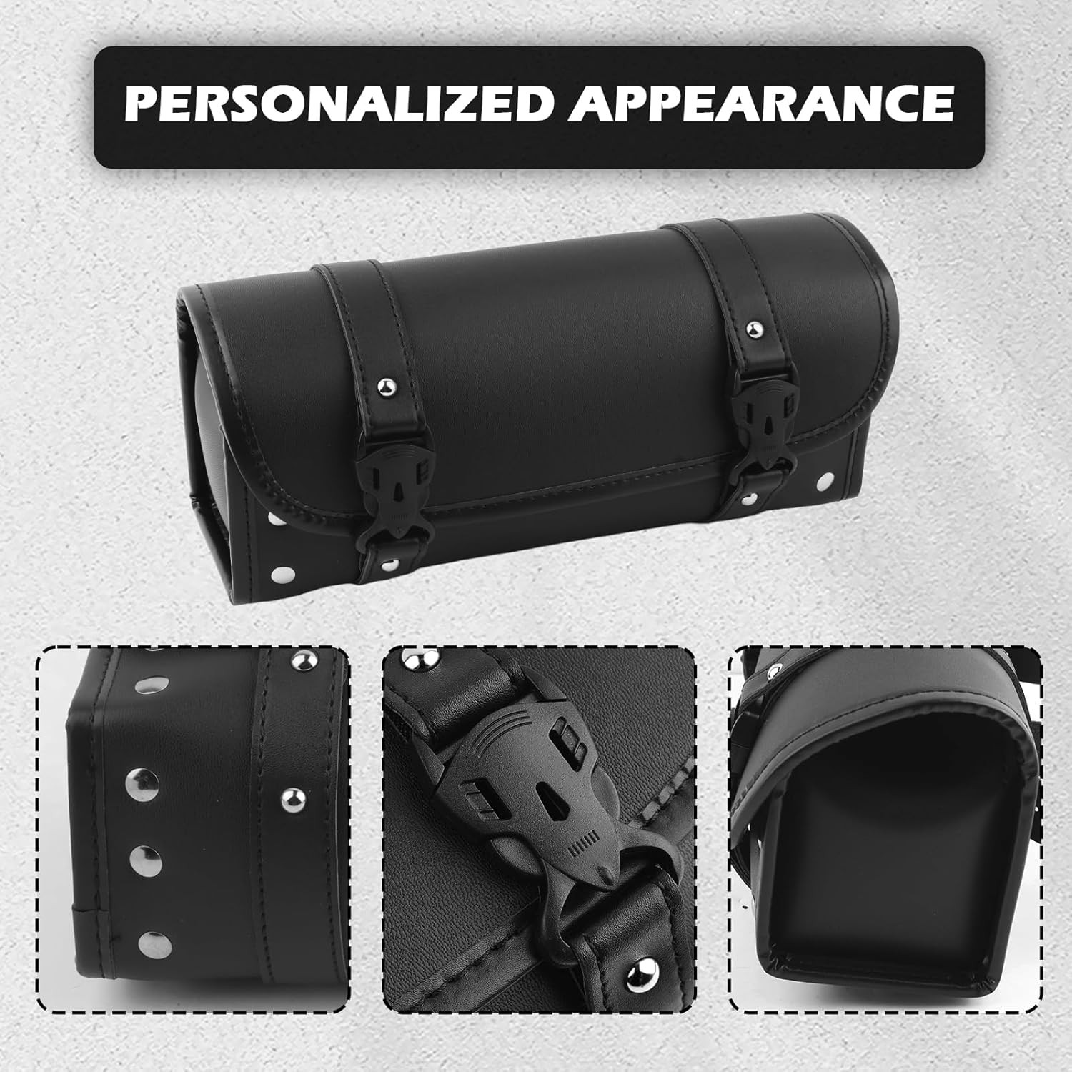 Leather Motorcycle Handlebar Bag,Large Capacity Front Fork Bag for Motorcycle St