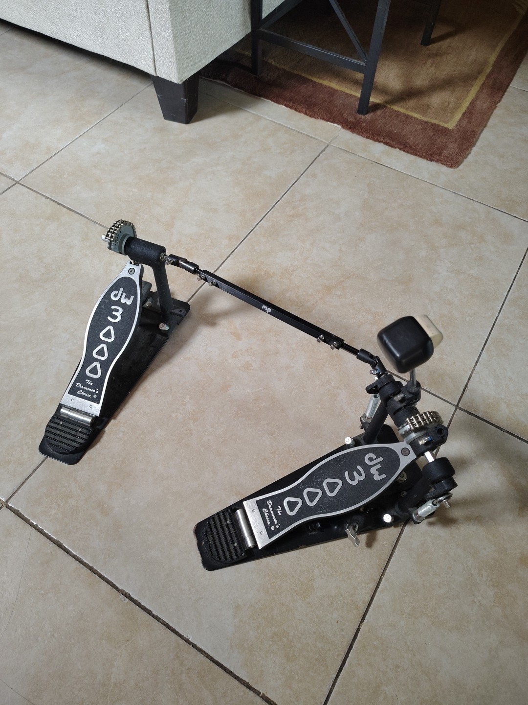 DW 3000 Double Pedal Dual Chain Bass Drum Pedal Excellent *** SEE PICS***