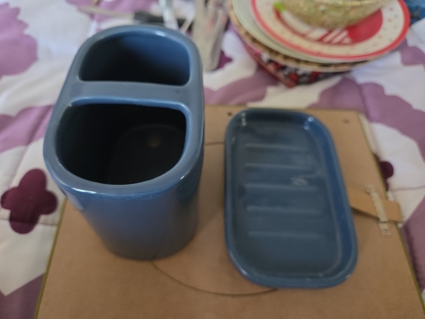 Mainstays Toothbrush Holder & Soap Dish Blue B76