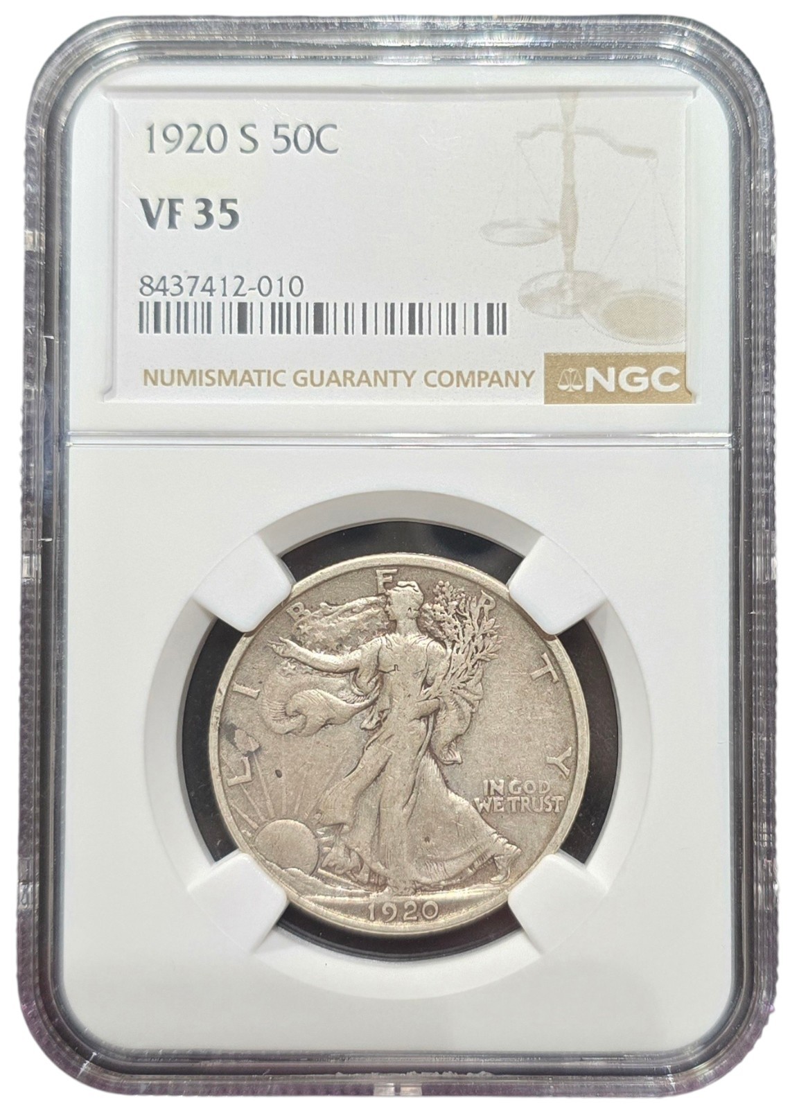 1920-S Walking Liberty Half Dollar VF 35 NGC