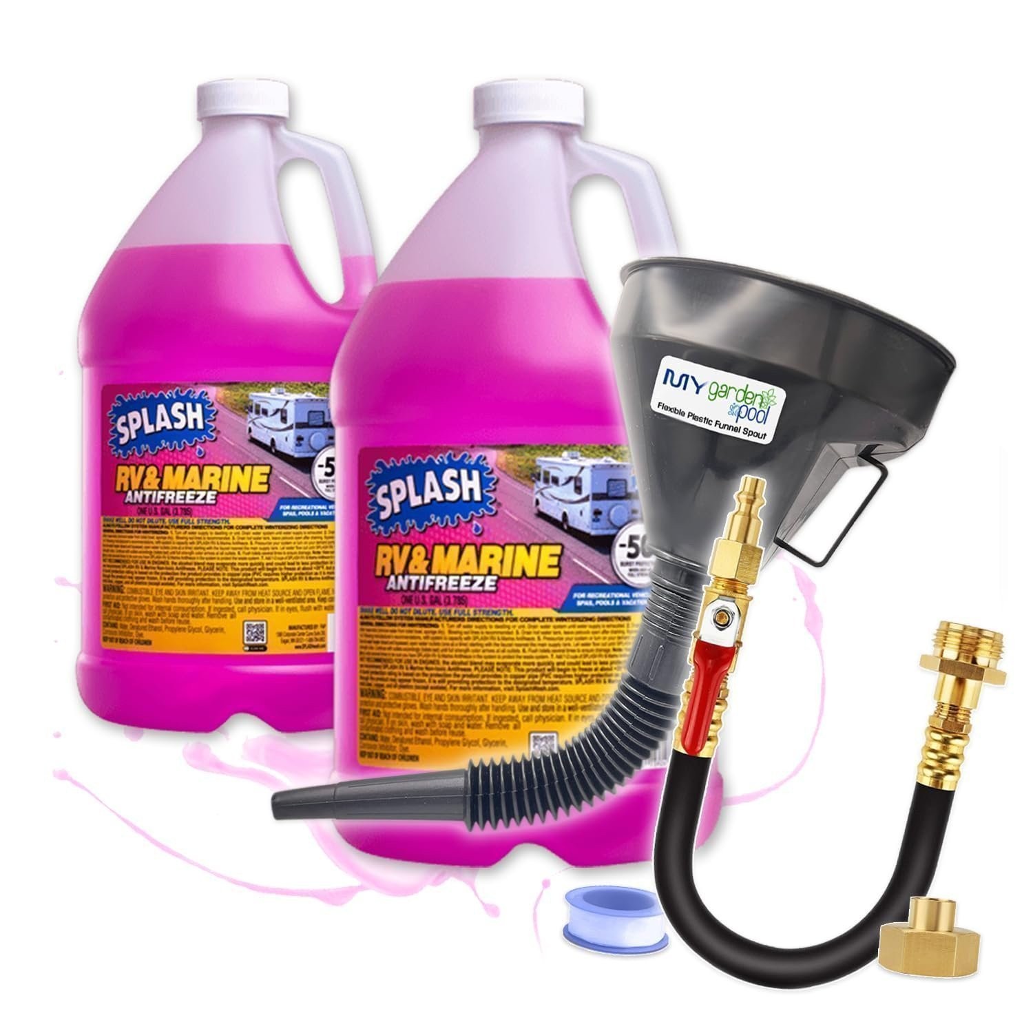 My Garden Pool Splash RV & Marine -50°F Antifreeze 2 Gallon Set Flexible...