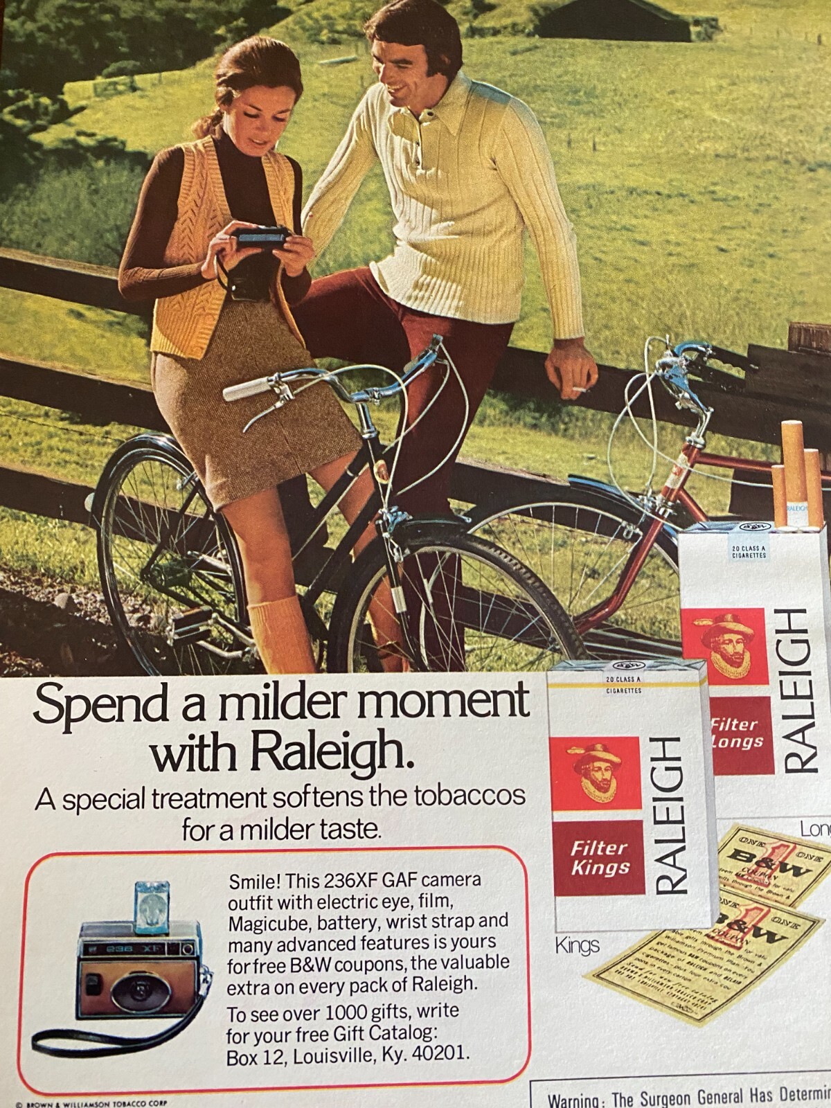 Raleigh Cigarettes, Full Page Vintage Print Ad