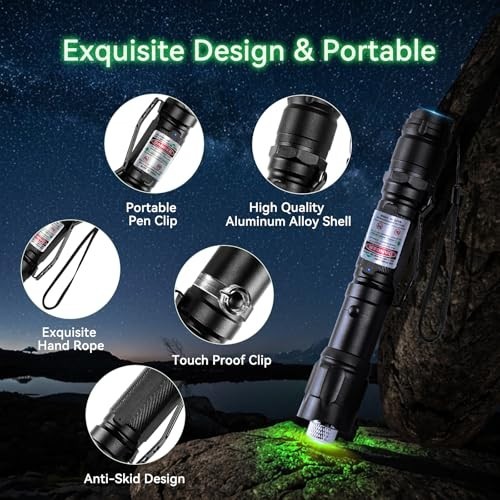 Green Laser Pointer 1000 Lumens Rechargeable Star Cap Single Dot Starlight