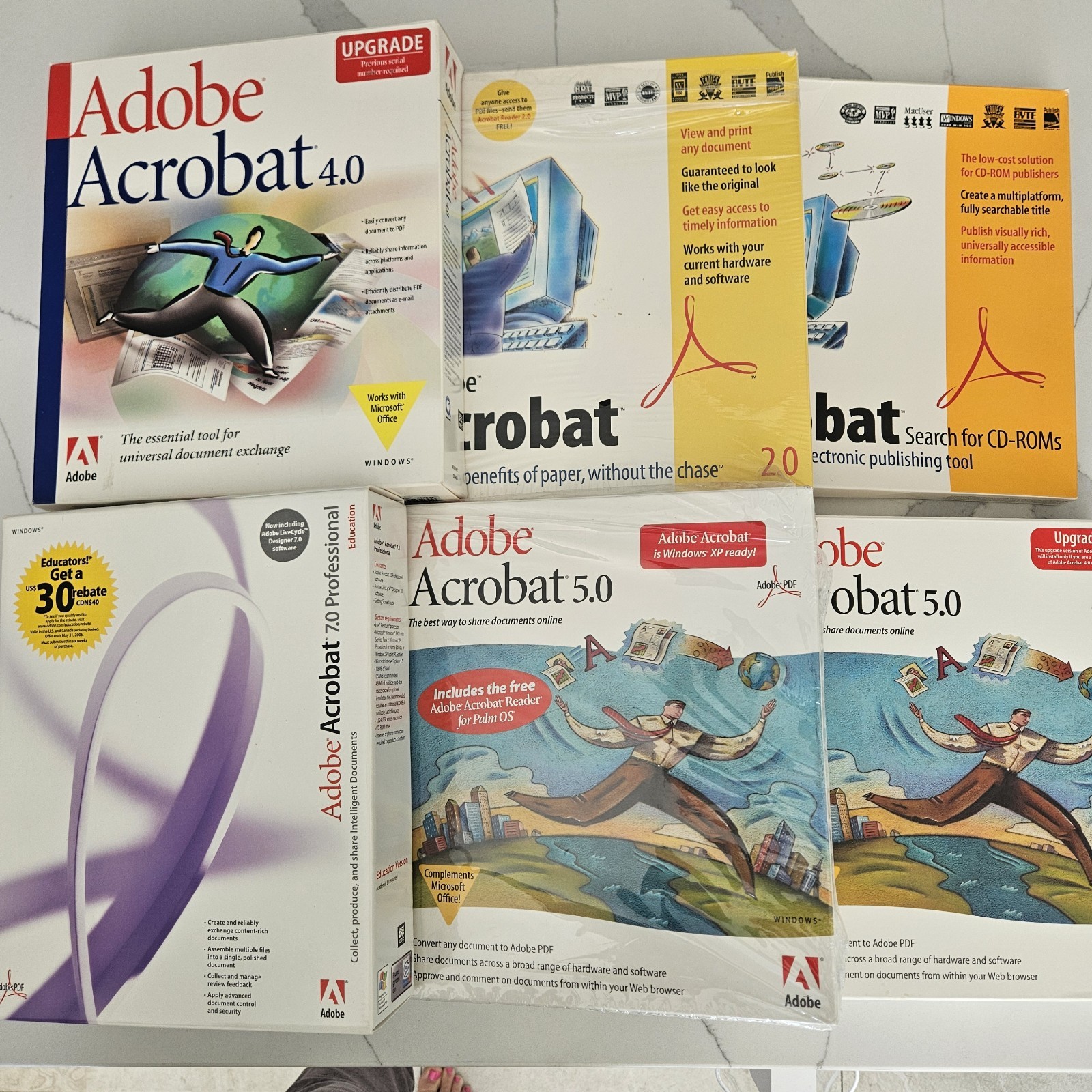 Big Lot Vintage Software Adobe Acrobat 7.0 5.0 2.0 Upgrades Macintosh Windows PC